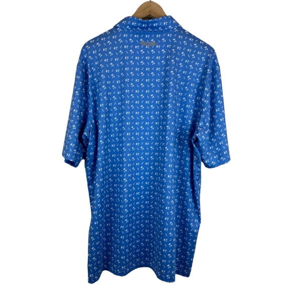 Straight Down Performance Polo Shirt Men's XL Blue Palm Trees Pineapple Stretch - Picture 4 of 8